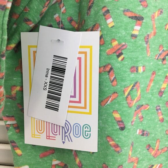 NWT LuLaRoe Irma Oversized Flowy T-Shirt Top Letters And Numbers Print Size XXS - Picture 8 of 12